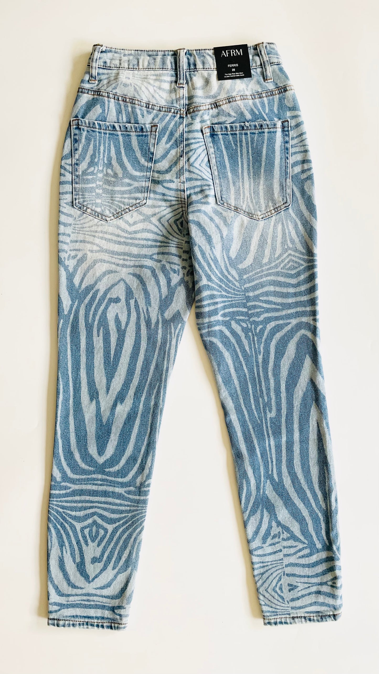 Pre-Loved AFRM blue zebra print slim fit jeans - Size 25 x 28