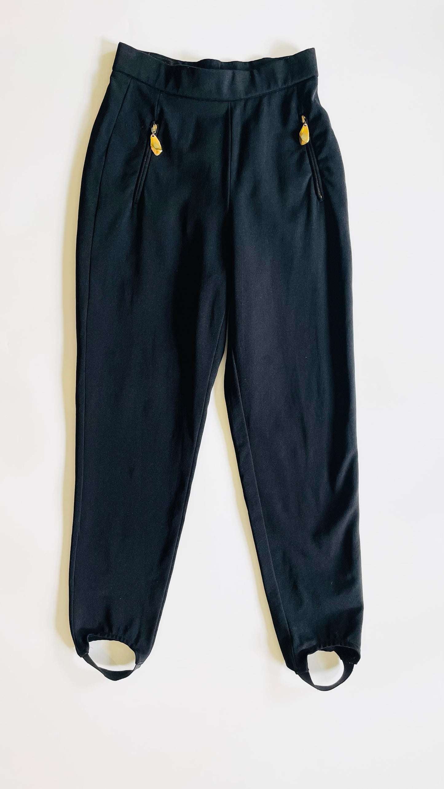 Vintage 90s black Donna Karan New York knit stirrup trousers - Size 8