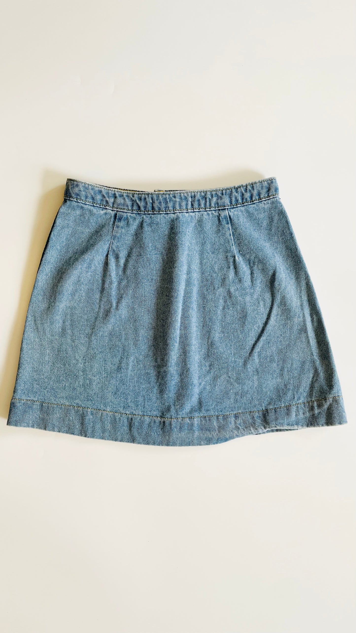 Pre-Loved blue denim American Apparel a-line mini skirt - Size S