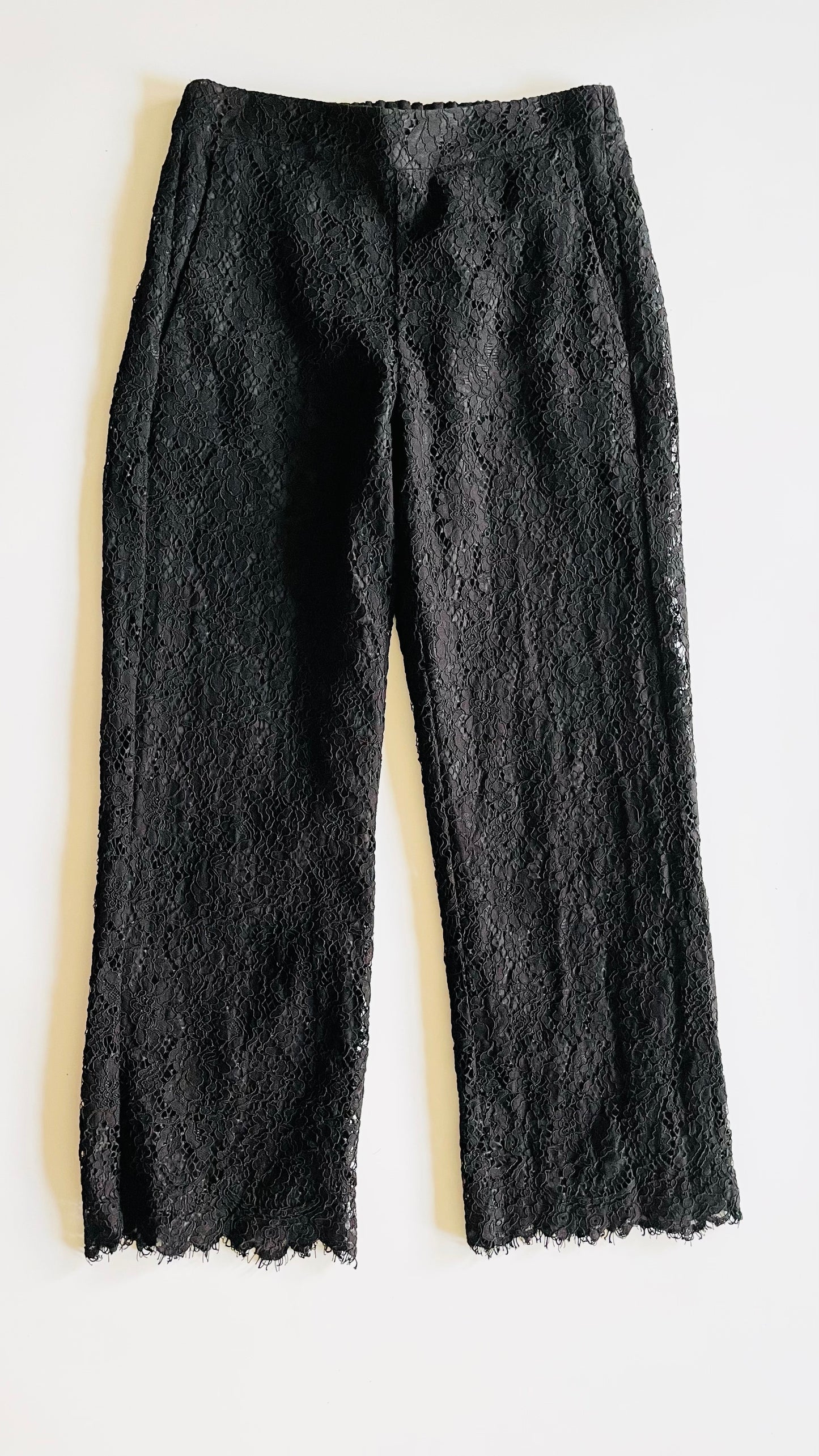 Pre-Loved black lace high rise trousers - Size 4