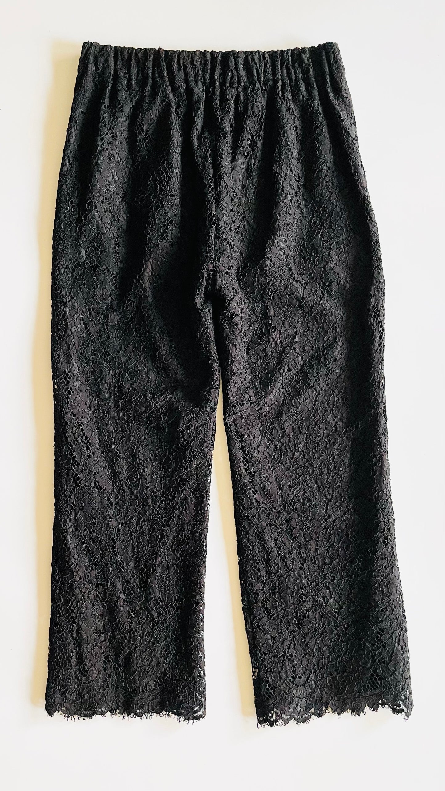Pre-Loved black lace high rise trousers - Size 4