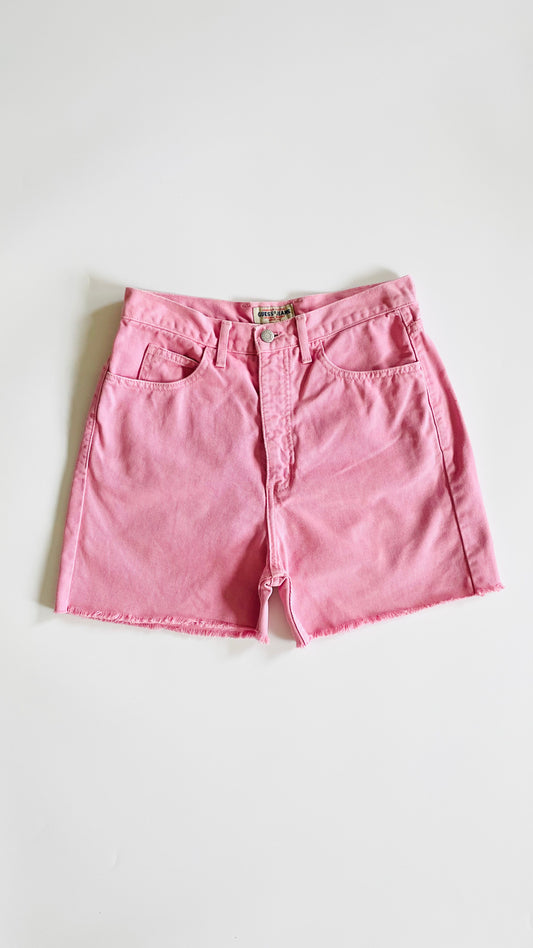 Vintage 90s GUESS jeans pink denim shorts - Size 31