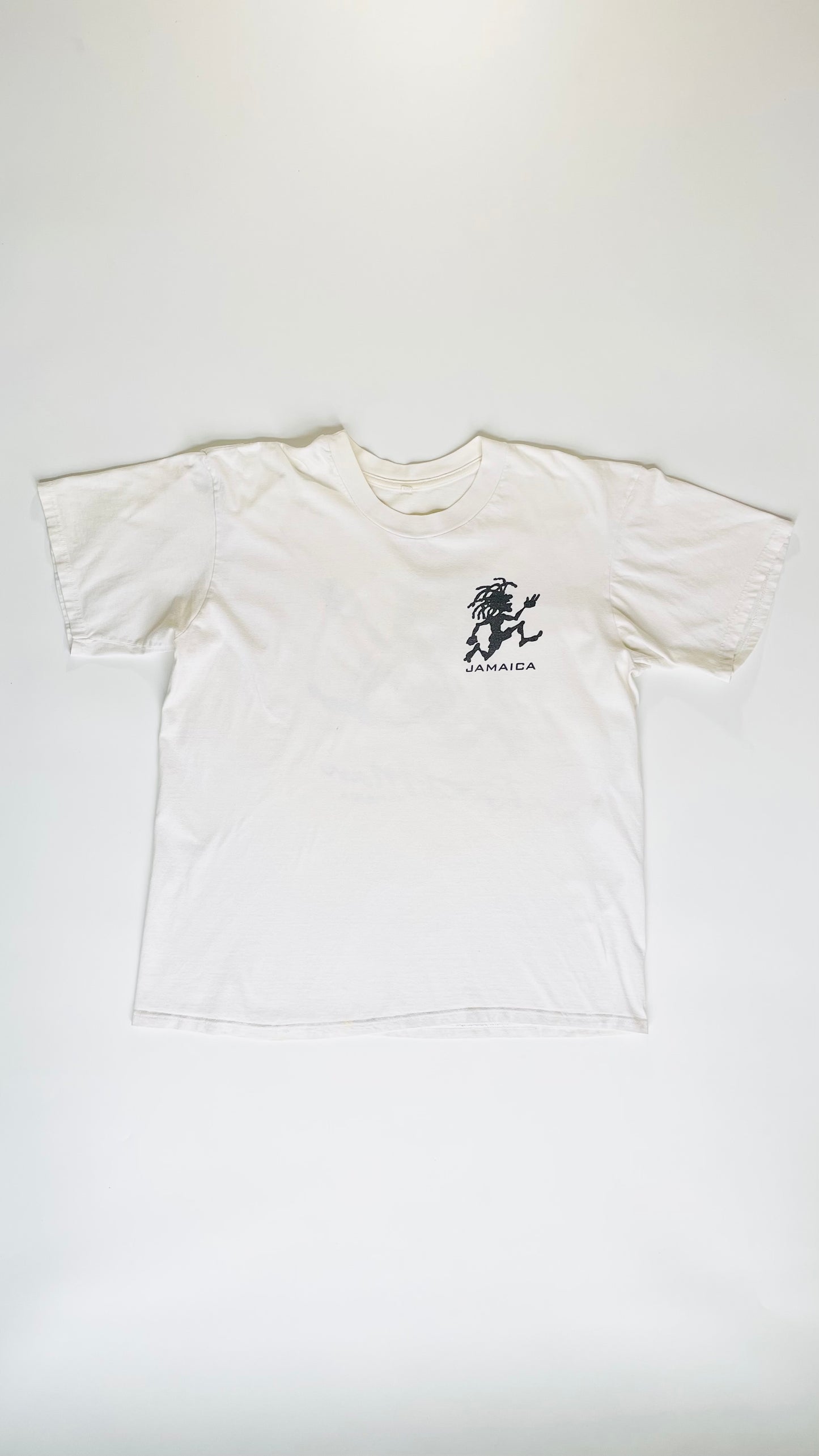 90s White Jamaica rasta man t-shirt  - Size XXL