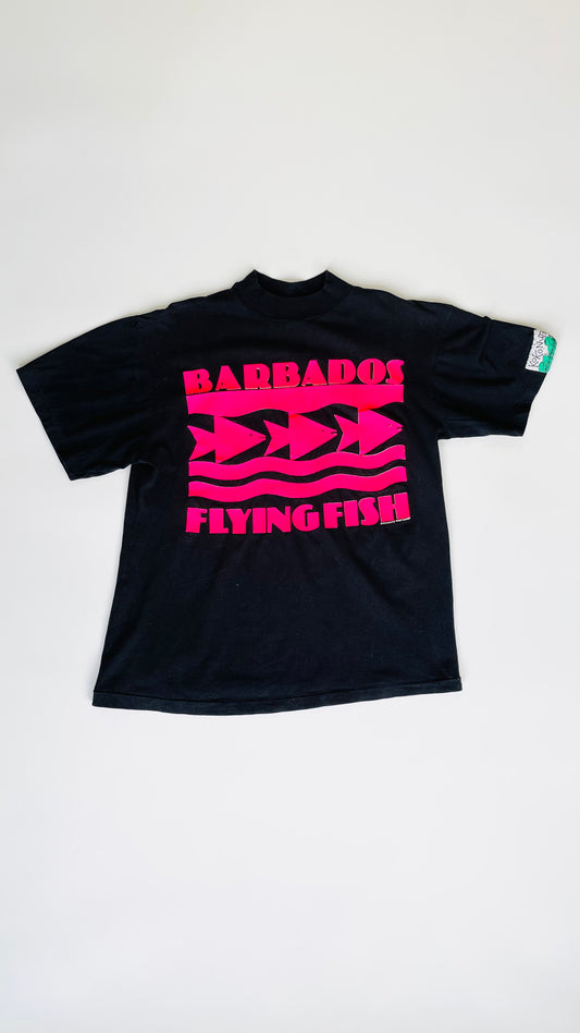 90s Black Barbados flying fish t-shirt  - Size M