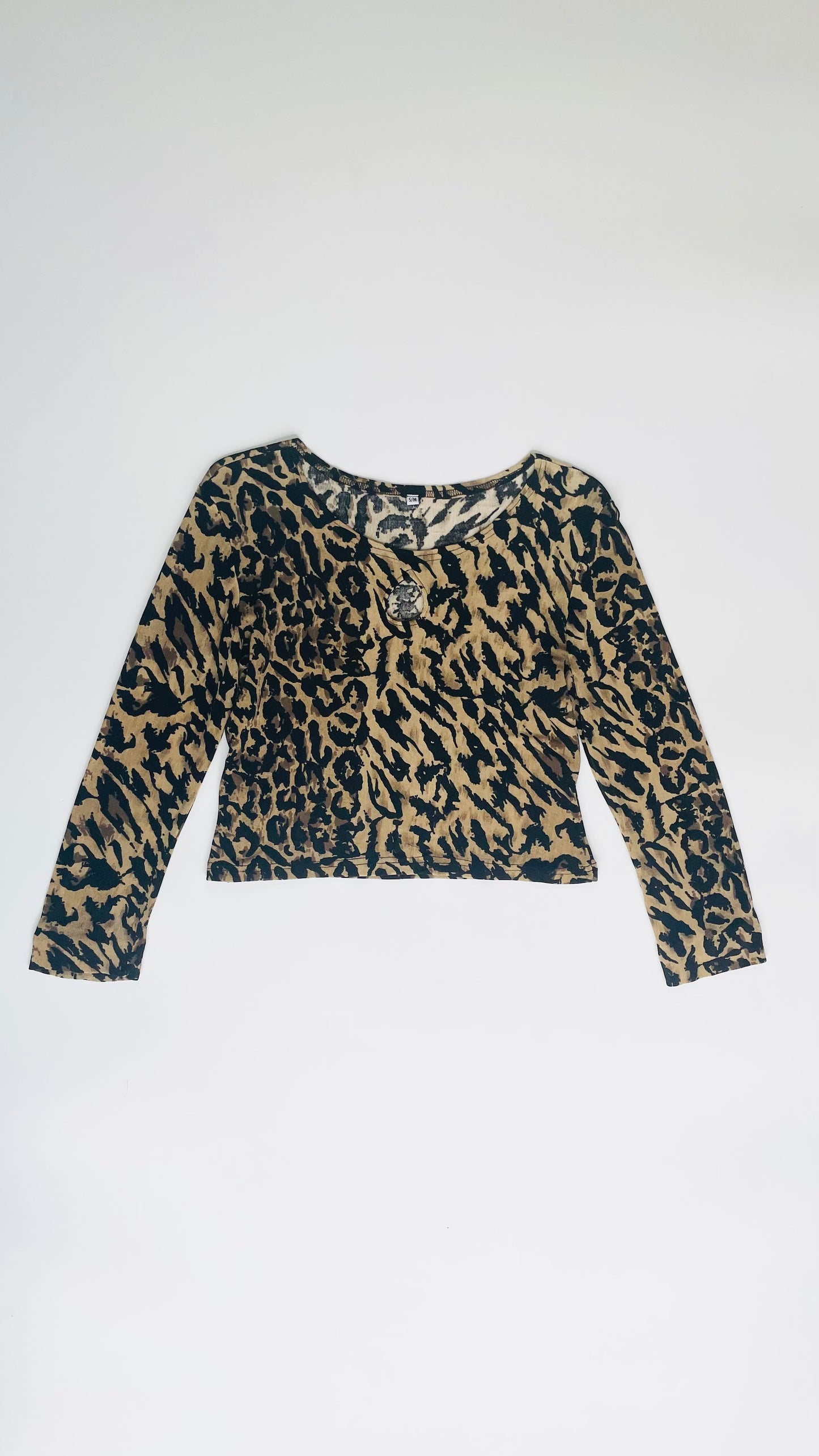 Vintage 90s slinky leopard print top - Size S