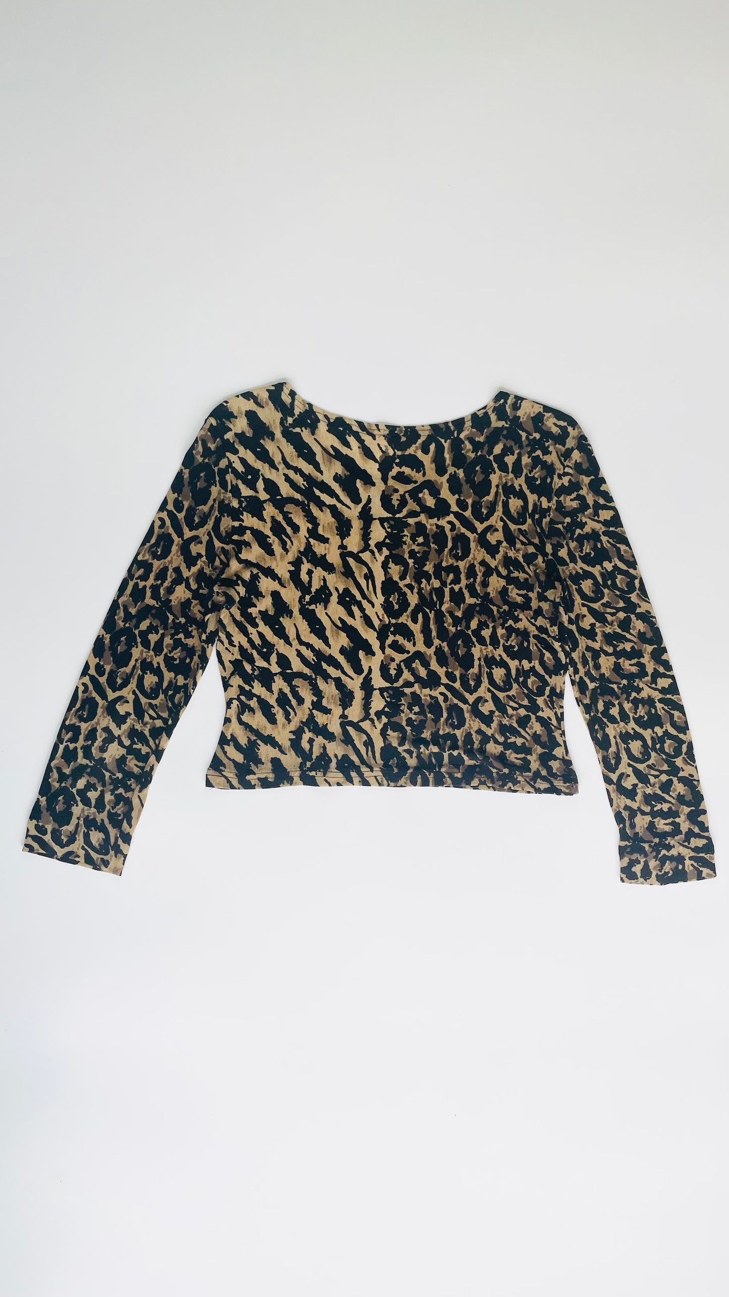 Vintage 90s slinky leopard print top - Size S
