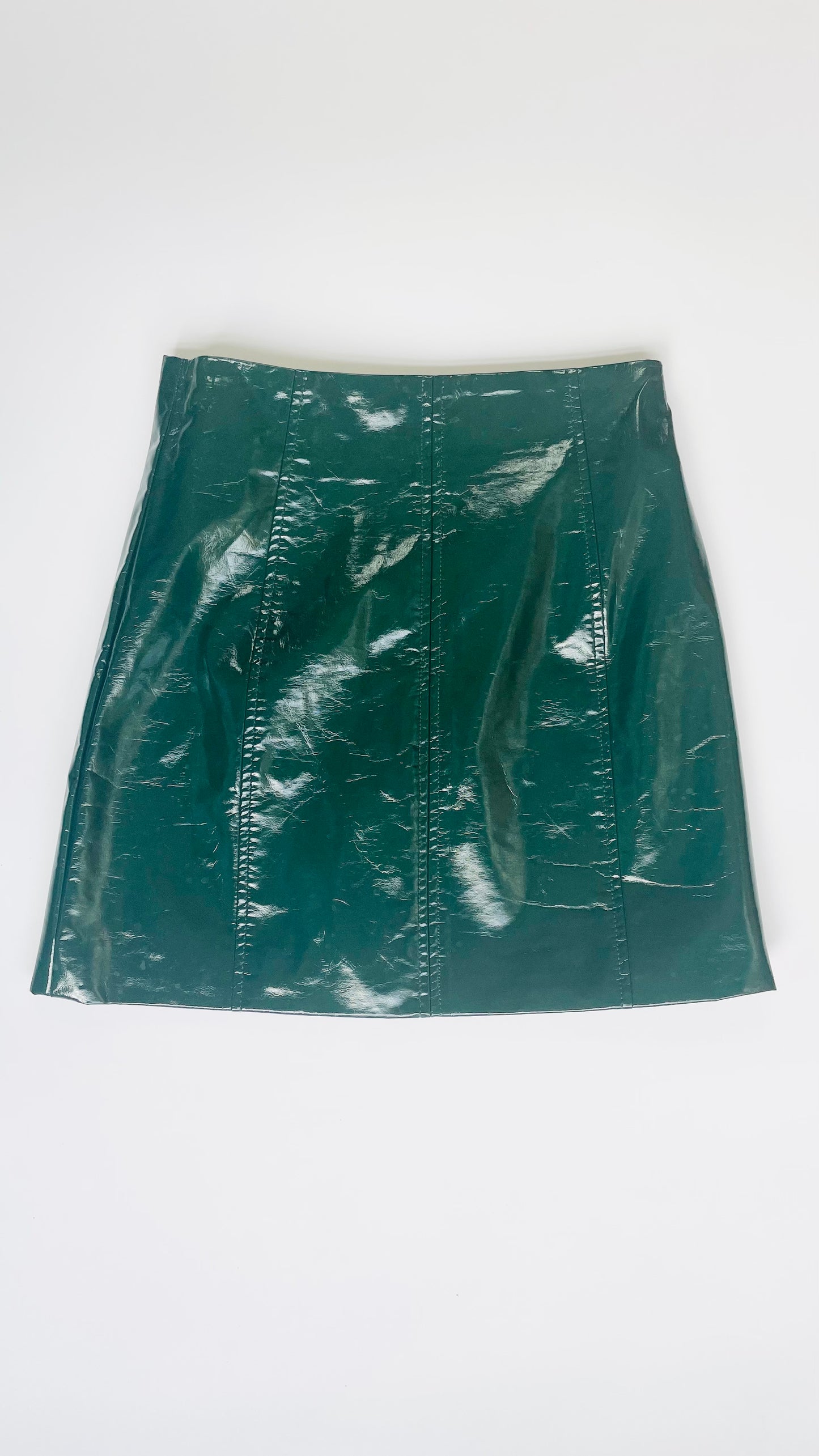 Pre-Loved green patent mini skirt - Size M
