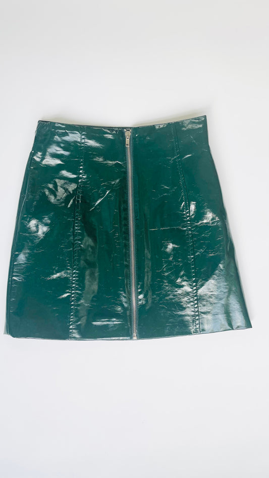 Pre-Loved green patent mini skirt - Size M