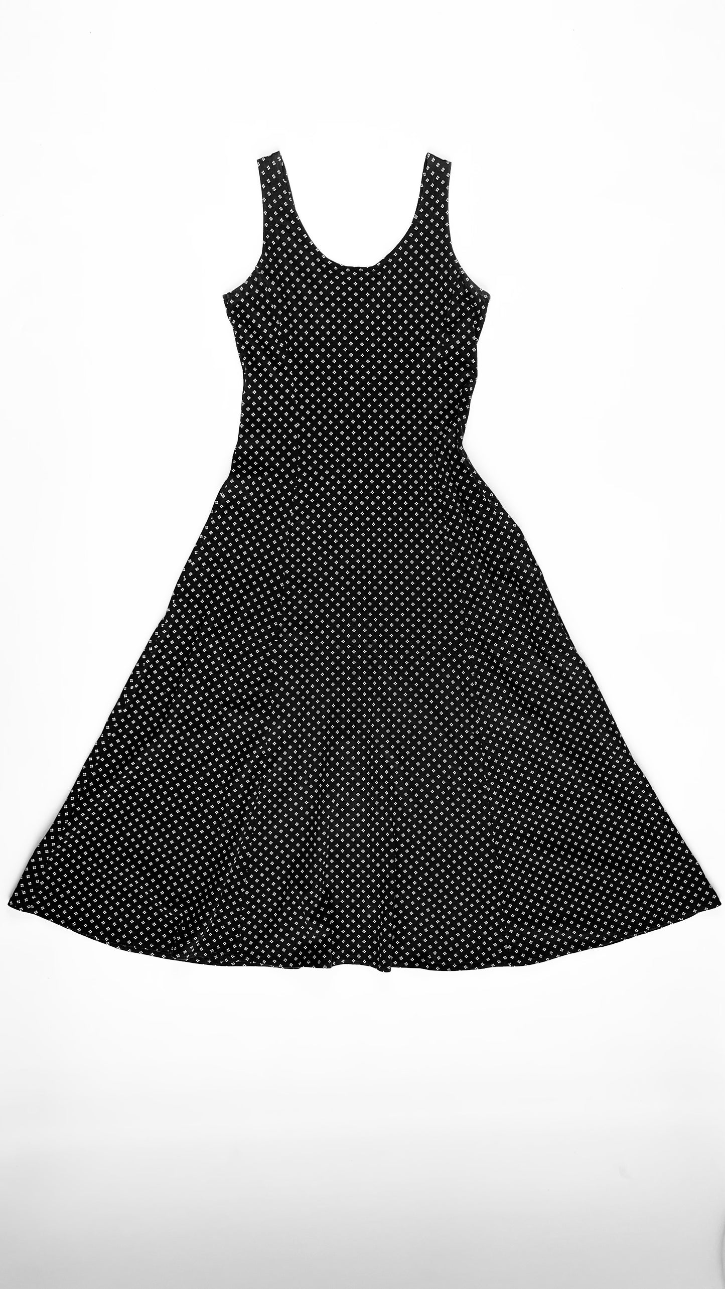 Vintage 90s black & white geometric print button up maxi tank dress - Size S