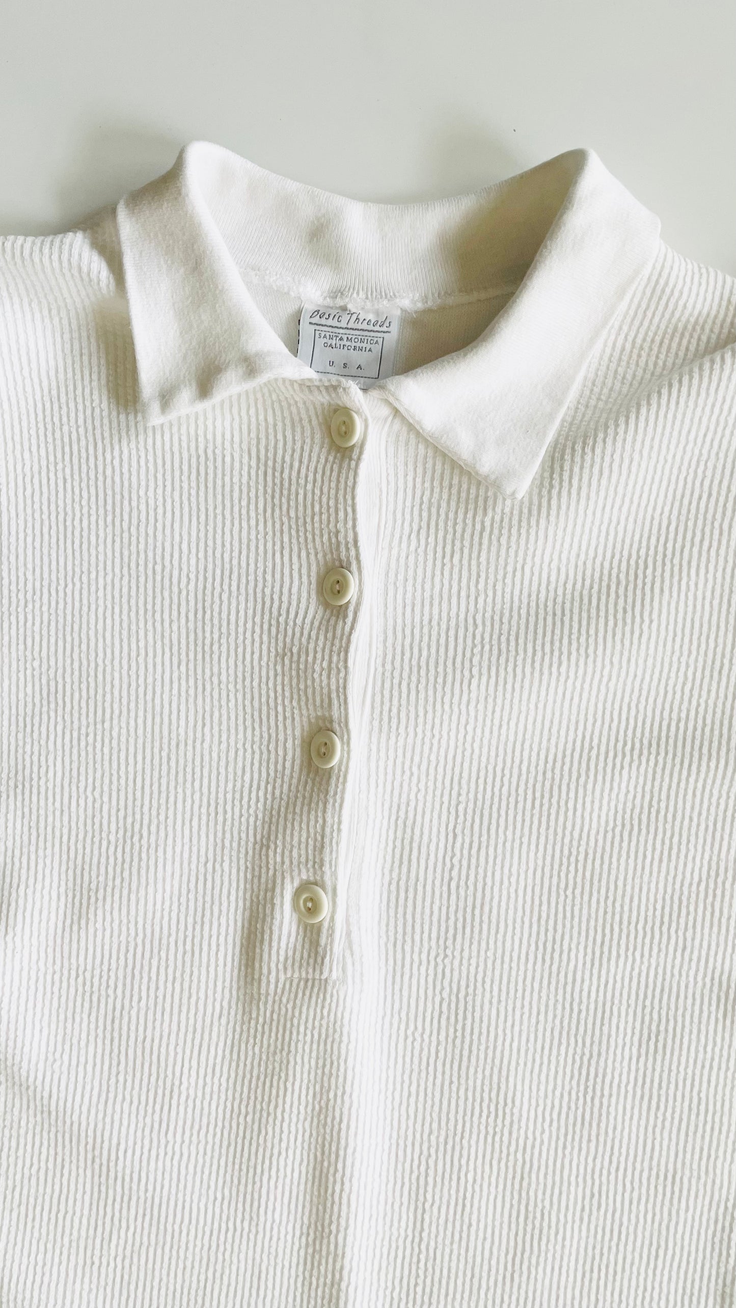 Vintage 90s white short sleeve maxi polo shirt dress - Size S
