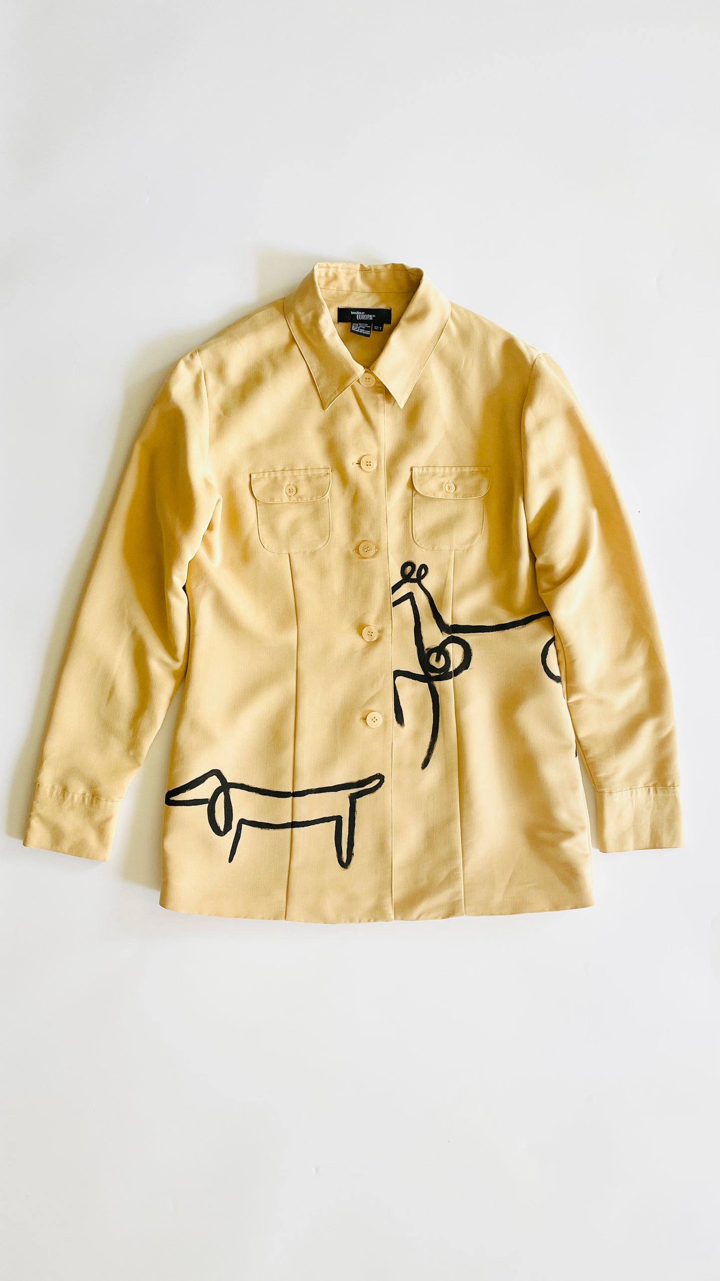 Repurposed button up shirt jacket - Picasso 2 - Size 12T