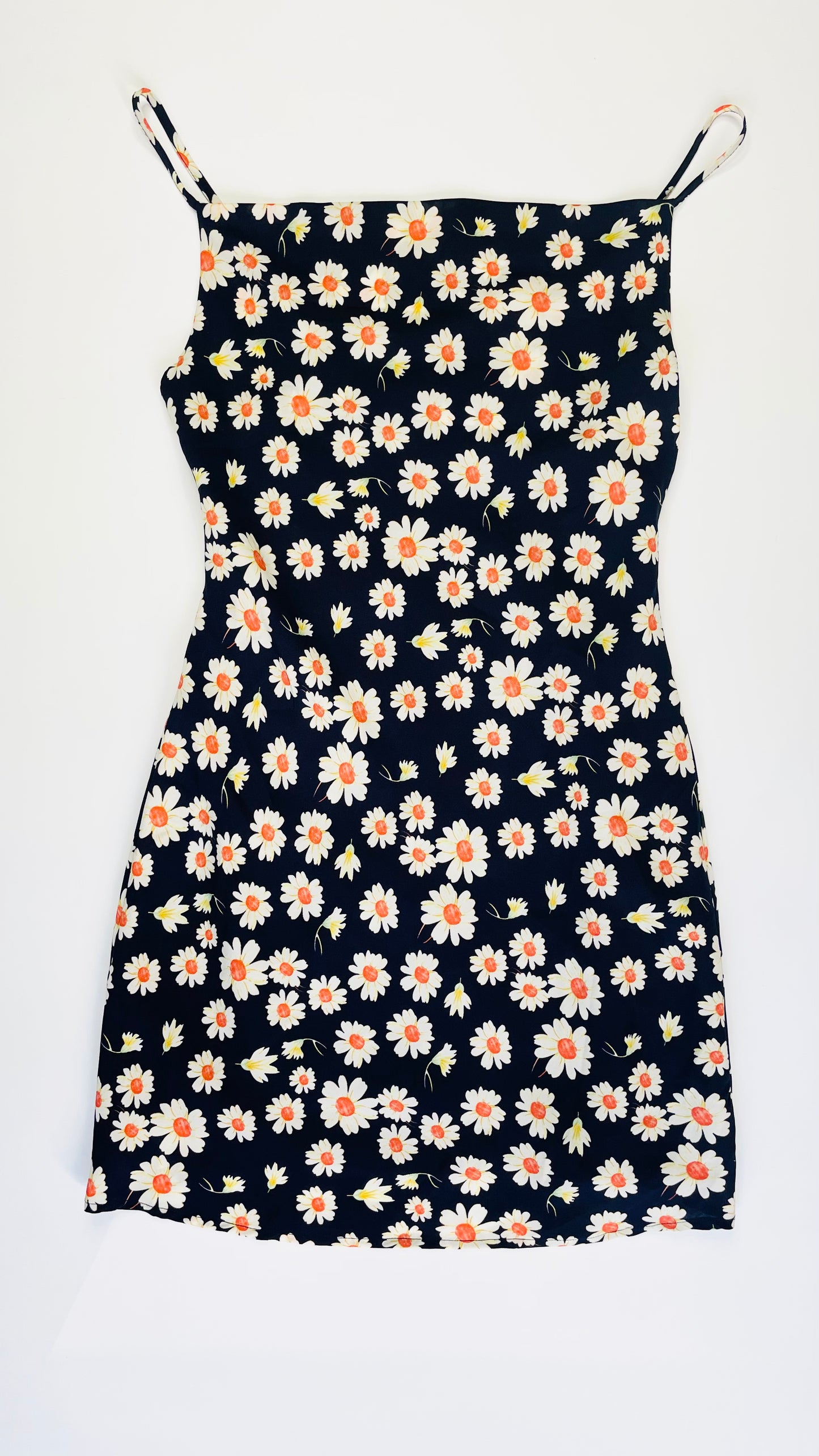 Pre-Loved navy floral daisy print dress - Size M