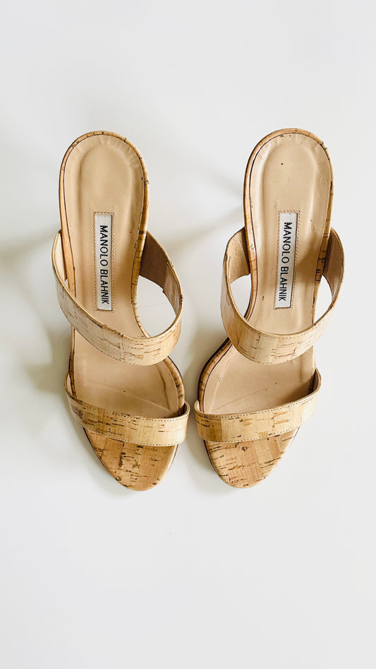 Pre-Loved Manolo Blahnik cork heels - Size 36