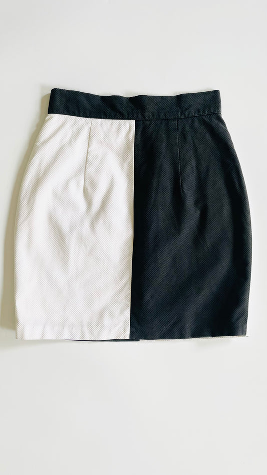 Vintage 90s black & white color block mini skirt - Size 10