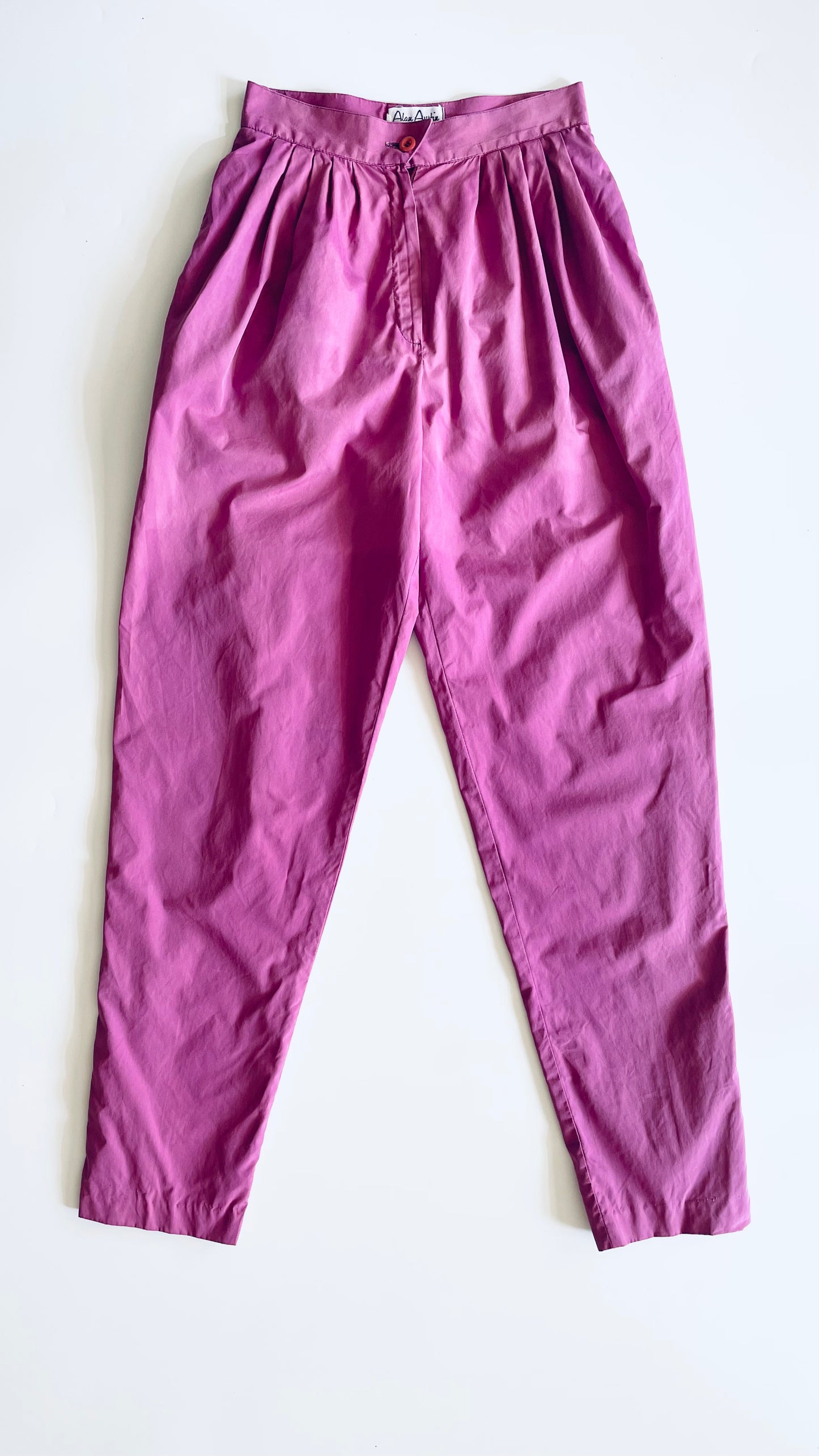 Vintage 80s fuchsia pink high rise trousers - Size 6