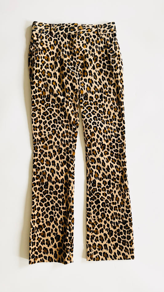 Pre-Loved FRAME cheetah mini boot velvet trousers  - Size 2