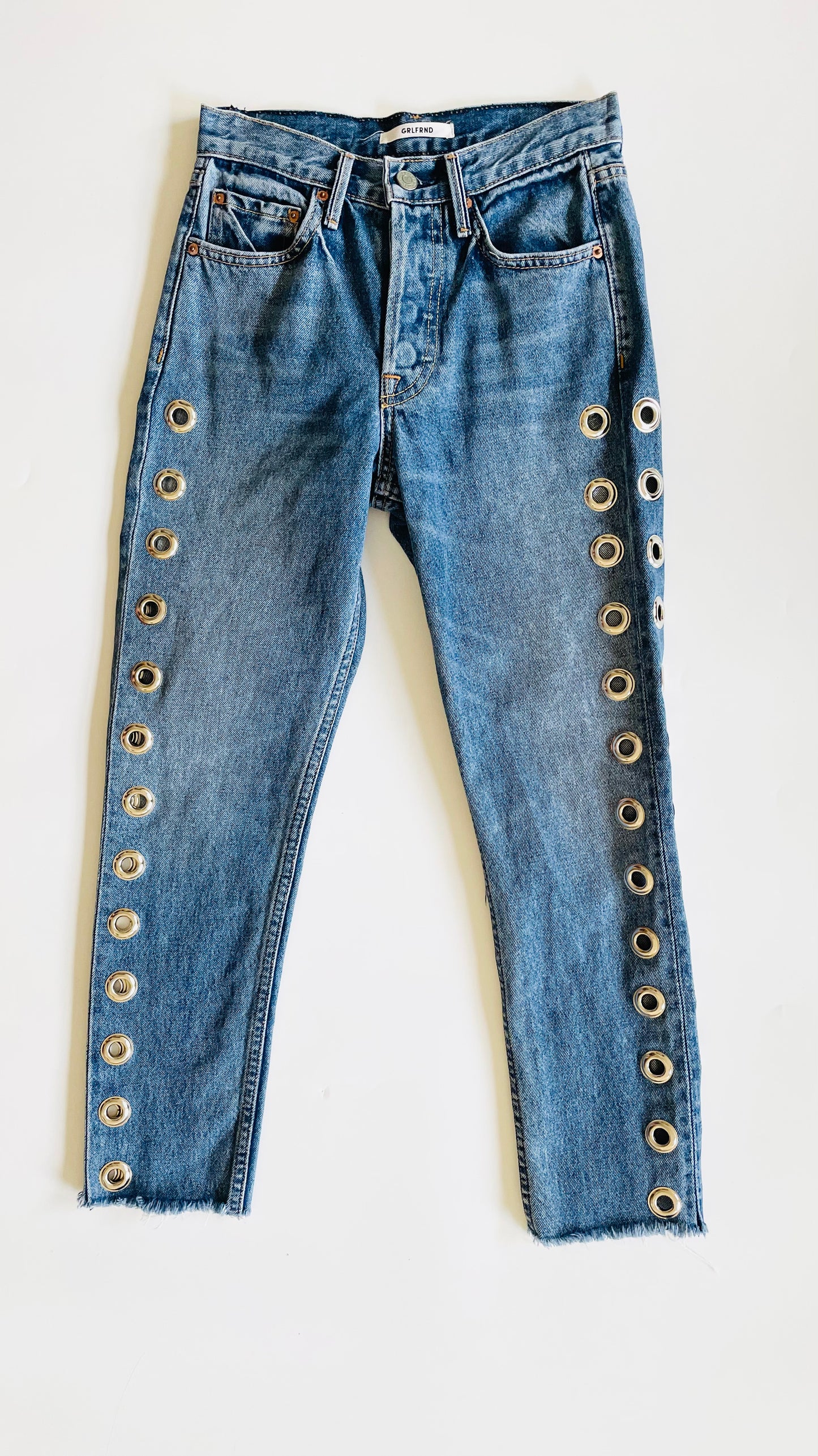 Pre-Loved GRLFRND mid blue vintage wash slim fit jeans - Size 23 x 24
