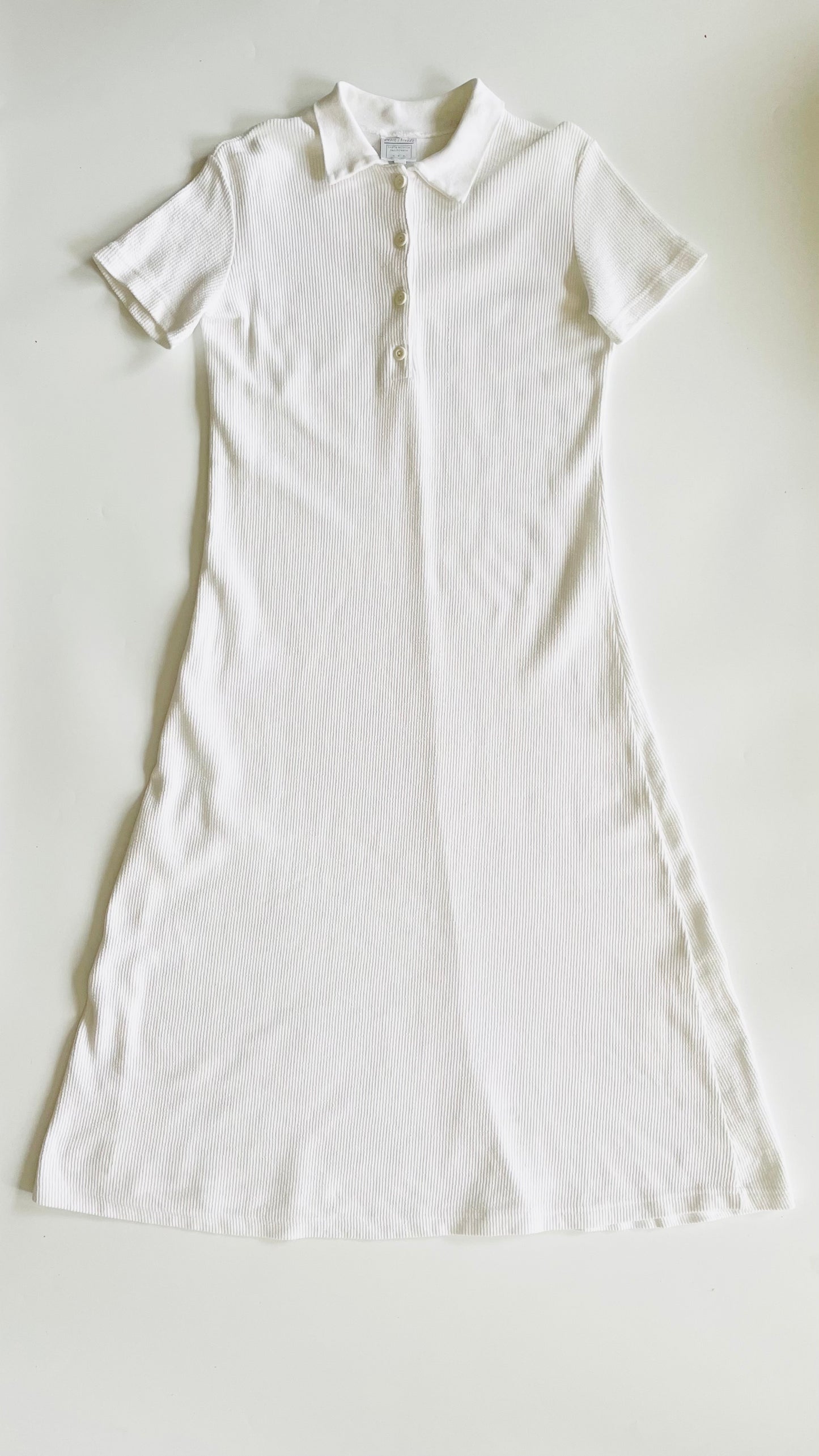 Vintage 90s white short sleeve maxi polo shirt dress - Size S